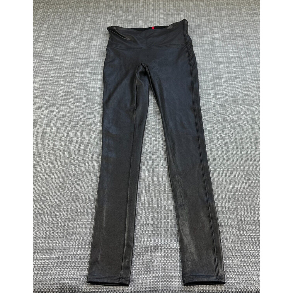 SPANX Leggings Womens Small Faux‎ Leather Black High Rise Shapewear 2437